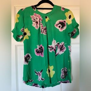 Jcrew green floral blouse